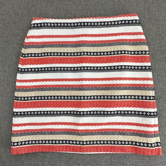 LOFT Woven Skirt Striped Size‎ 6 Shell: 100% Cotton Lined Zipper Closure Boho - Picture 1 of 12